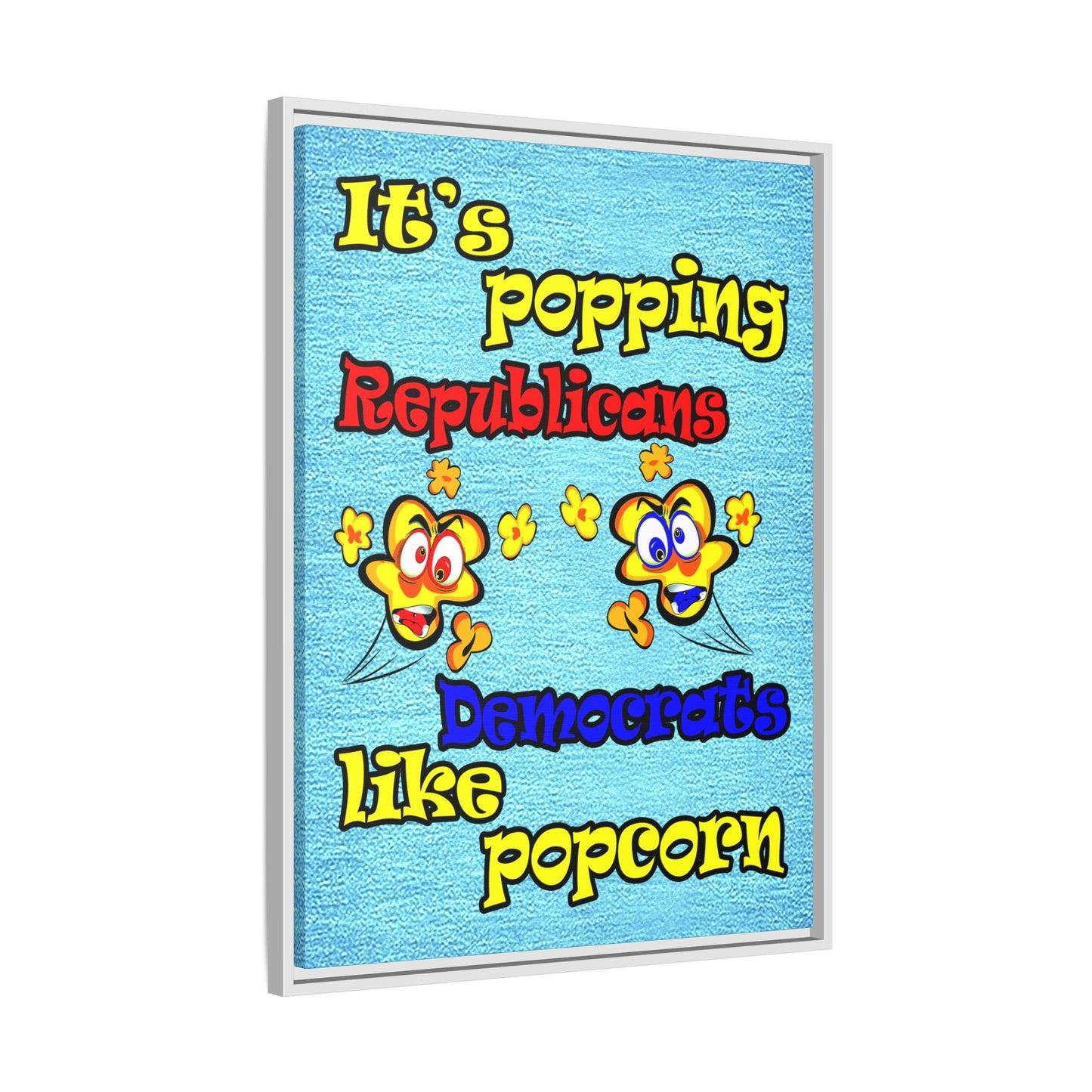 popping like popcorn - framed canvas art (faded dark blue)