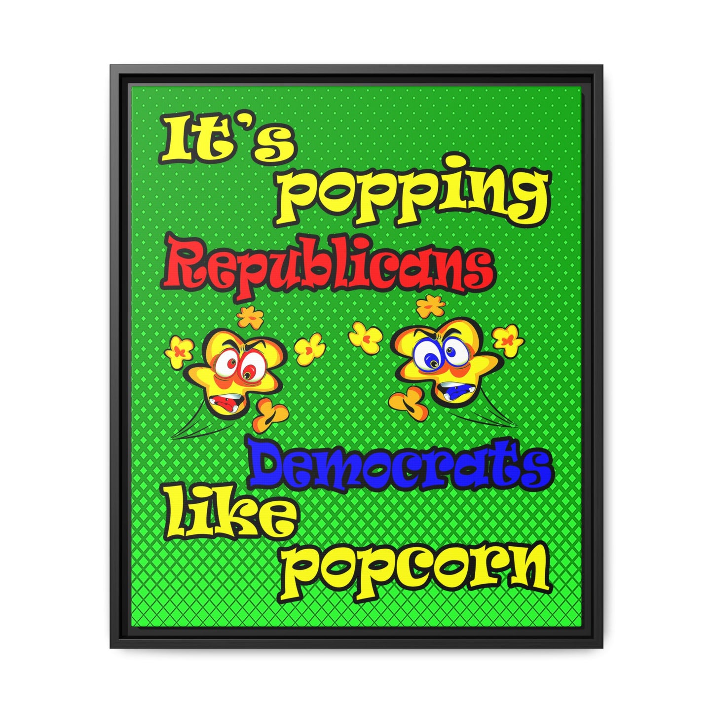 popping like popcorn - framed canvas art (logo green)
