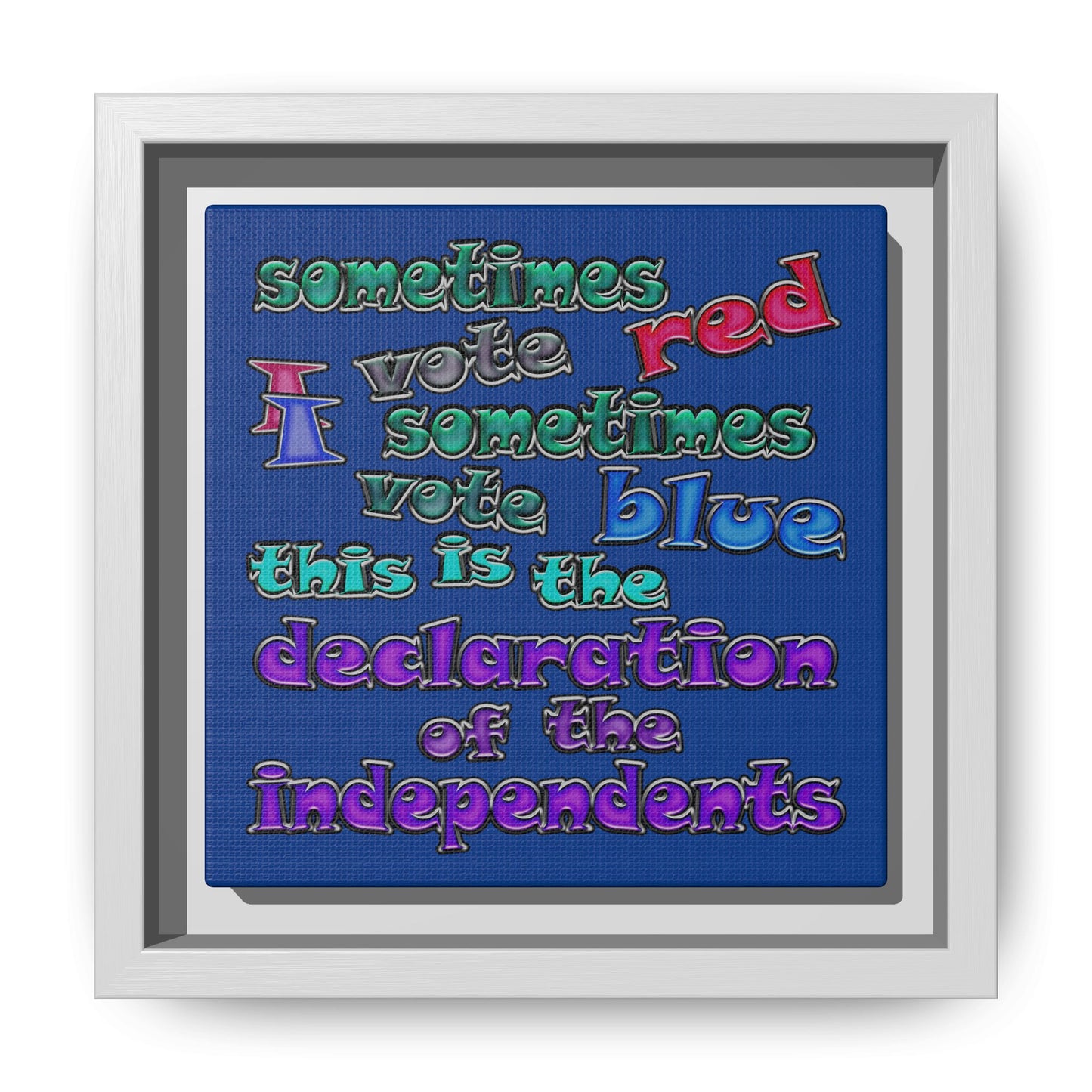declaration of the independents - framed canvas art (dark blue)