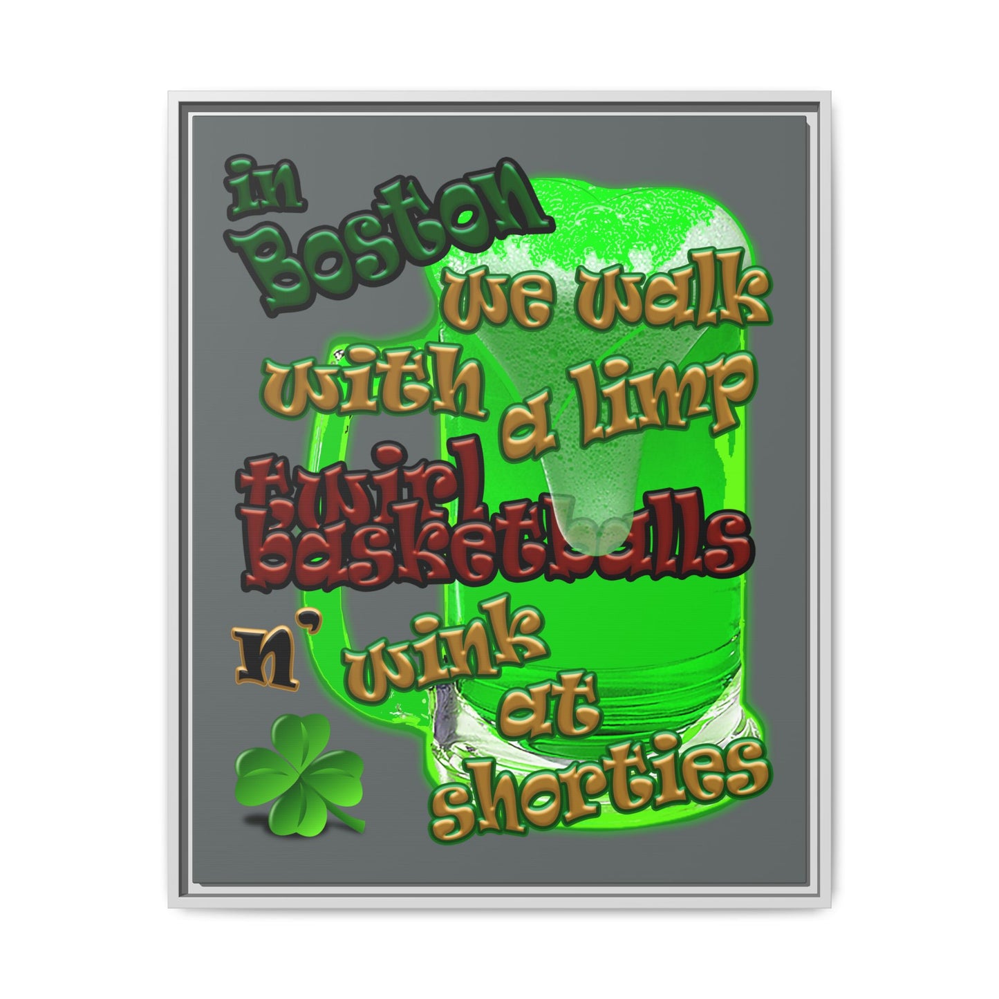 celtics logo - framed canvas art (dark grey)