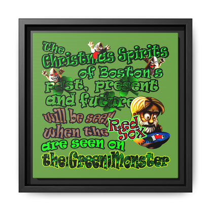 christmas spirits of boston - framed canvas art (green)