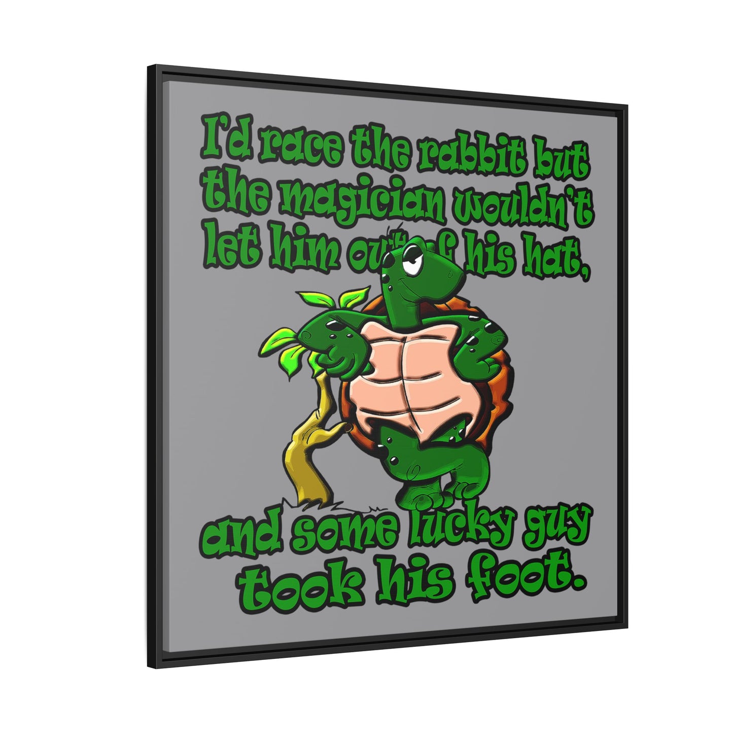 turtle race - framed canvas art (grey)