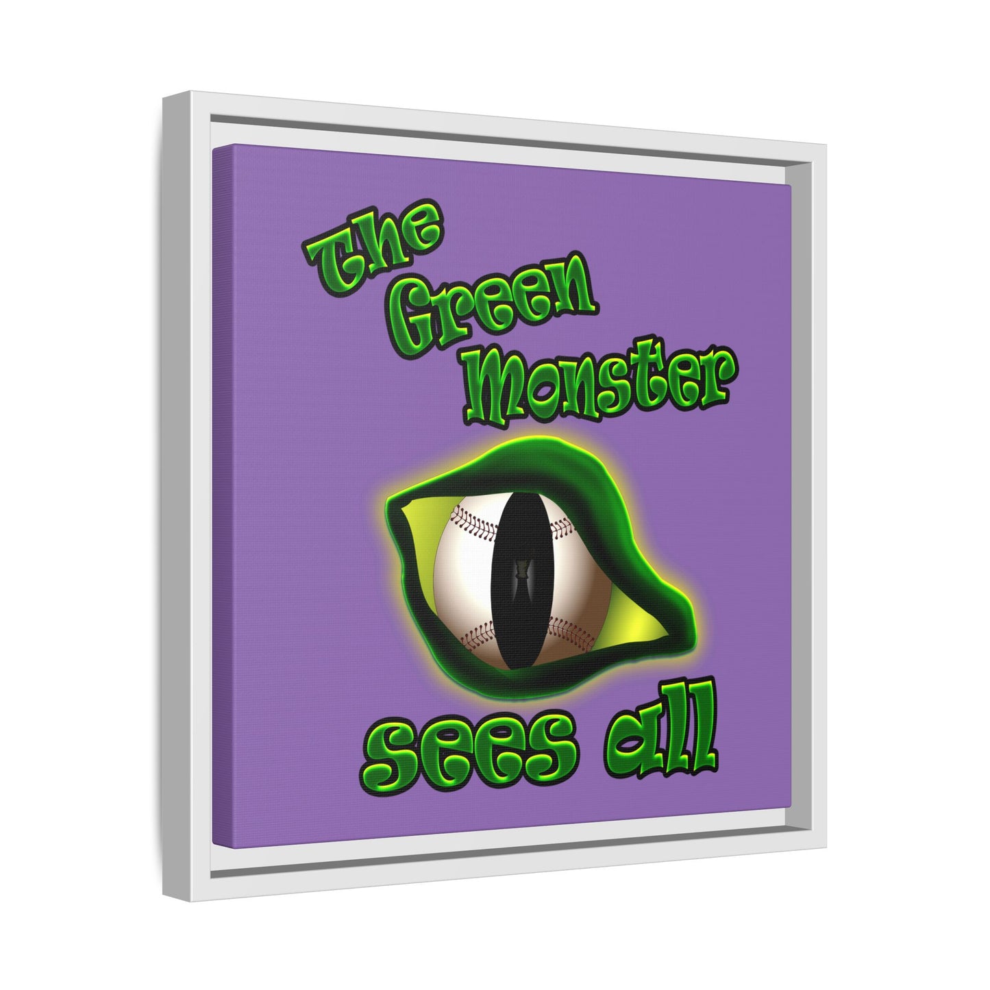green monster - framed canvas art (light purple)