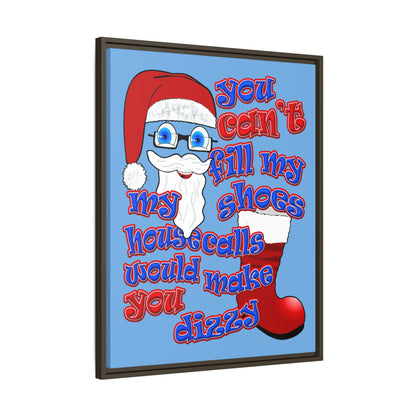 santa's shoes - framed canvas art (light blue)