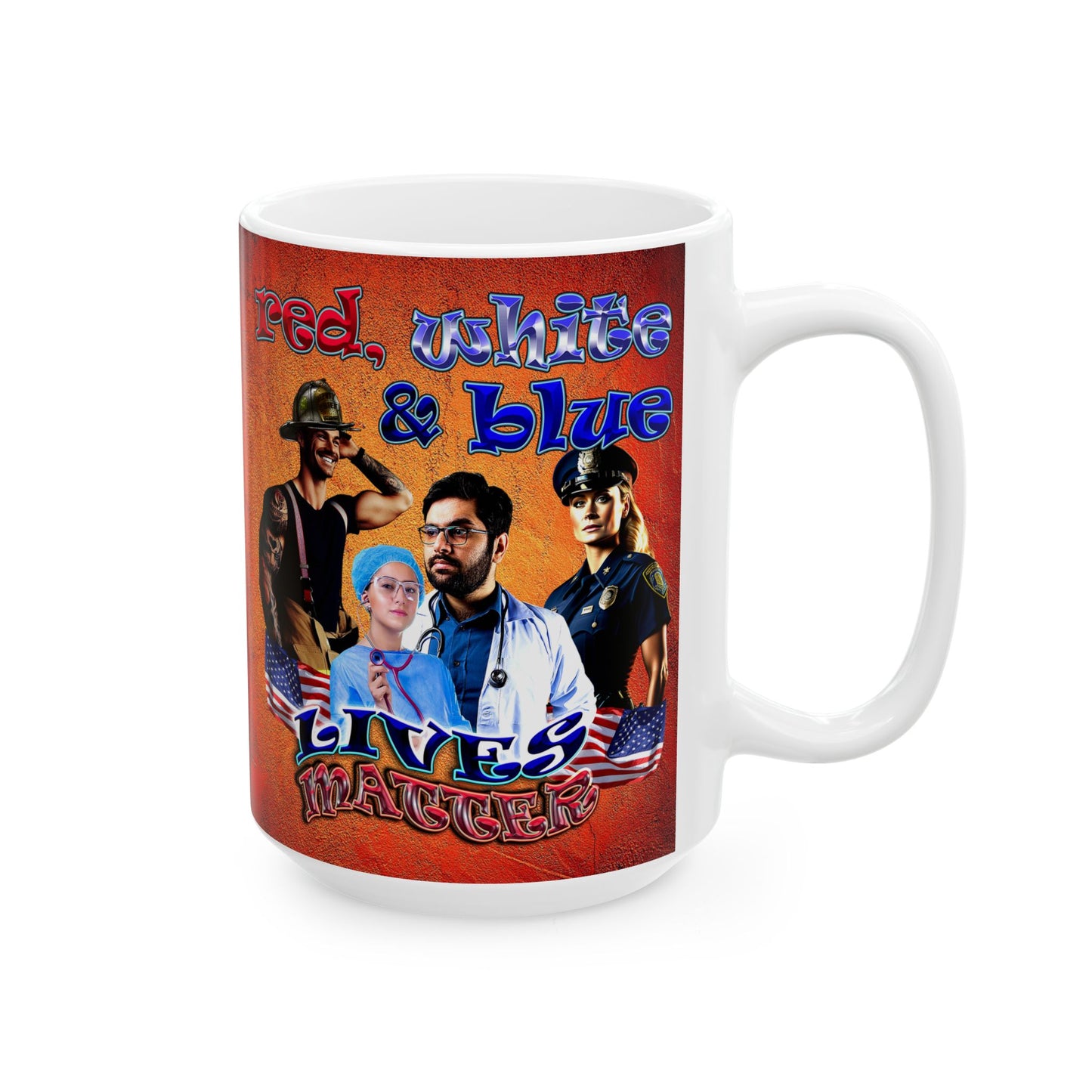 rw&b lives matter - White Mug (burnt orange)