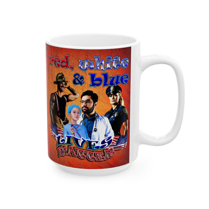 rw&b lives matter - White Mug (burnt orange)