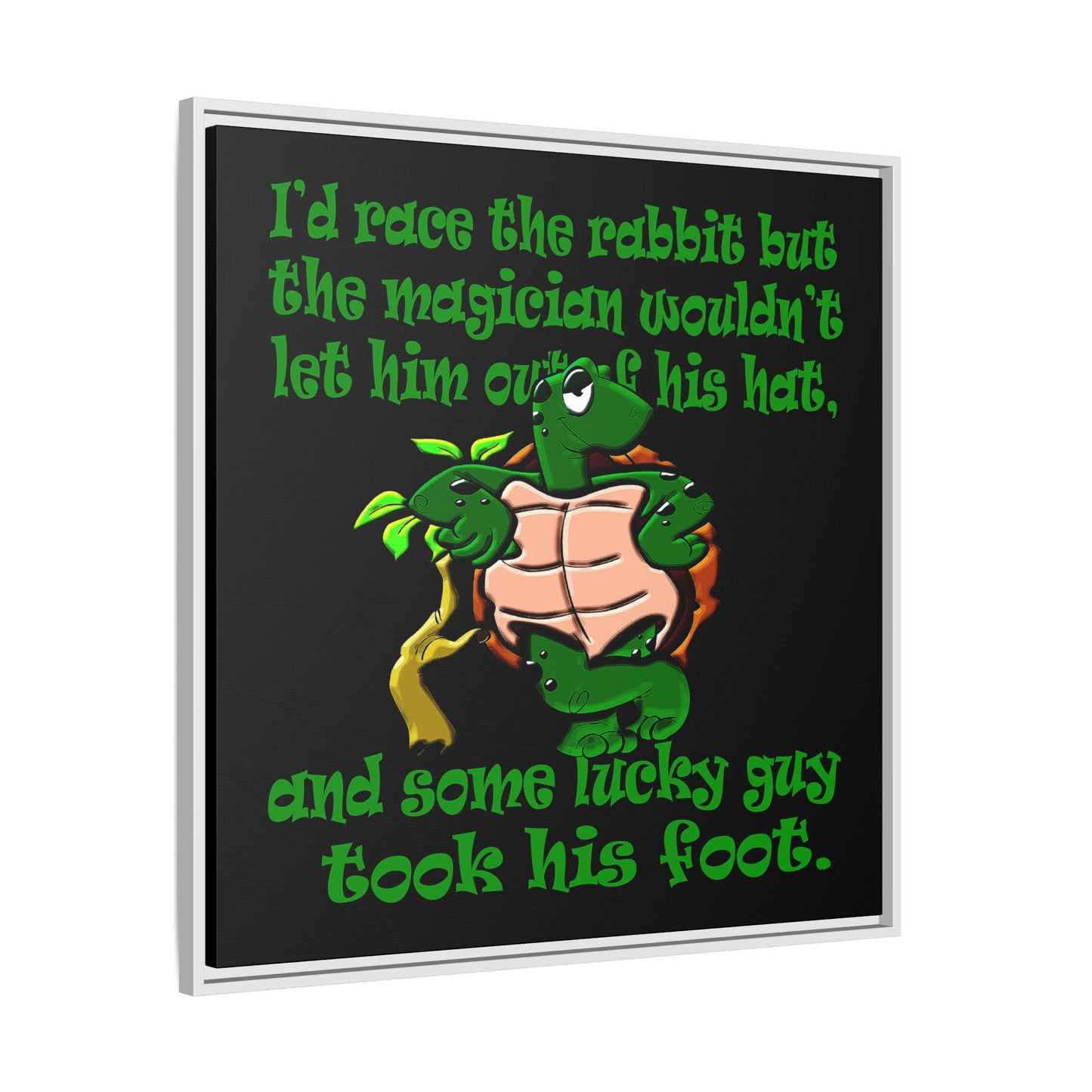 turtle race - framed canvas art (black)