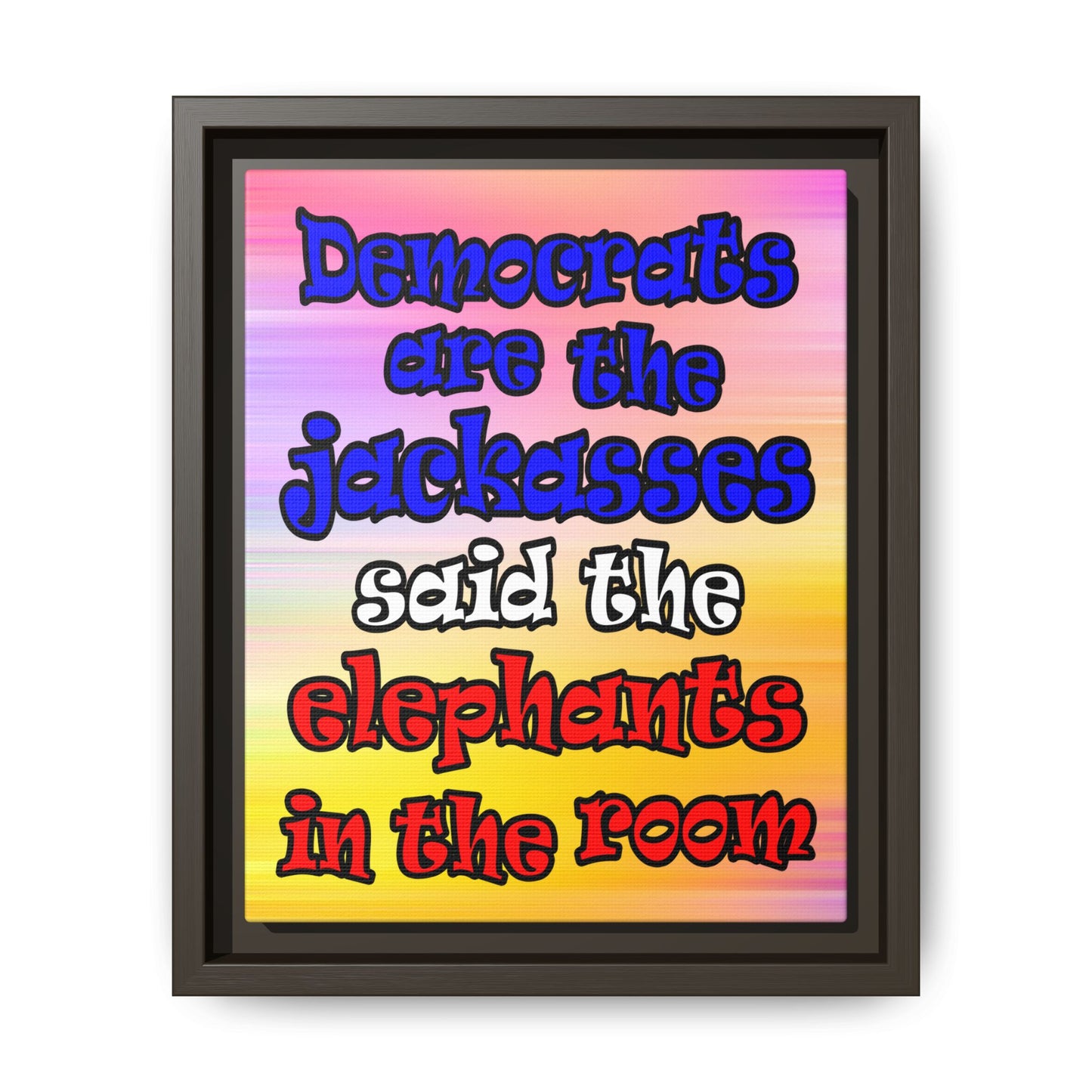 donkeys and elephants - framed canvas art (color blur)