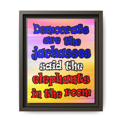 donkeys and elephants - framed canvas art (color blur)