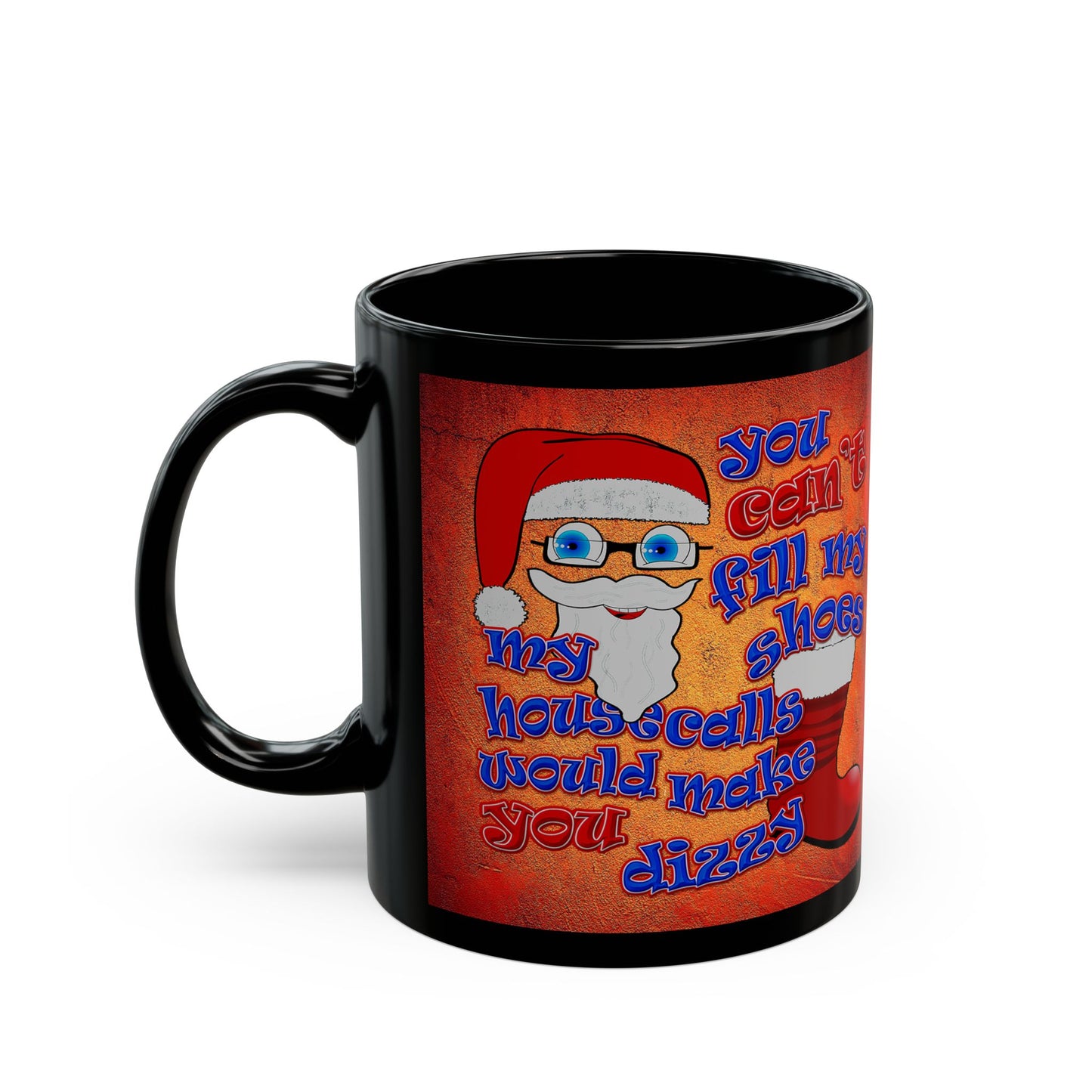 santa's shoes - Black Mug (burnt orange)
