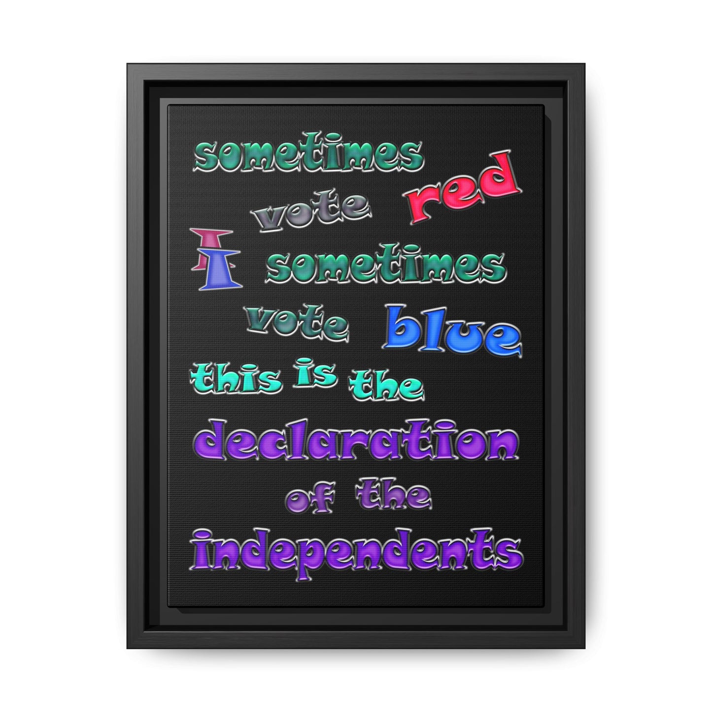 declaration of the independents - framed canvas art (black)