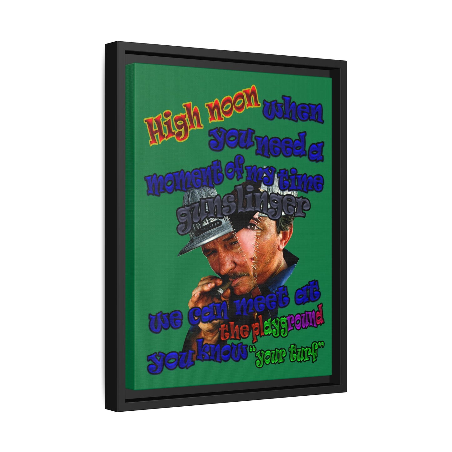high noon - framed canvas art (dark green)