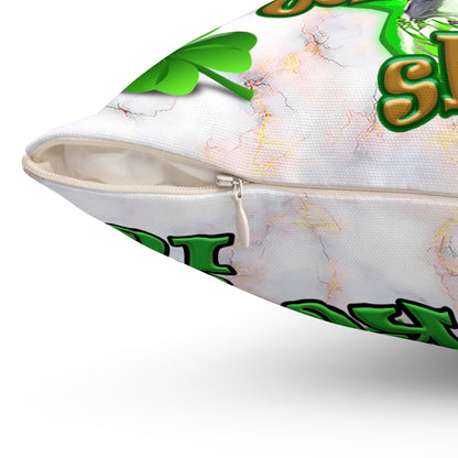 celtics logo - Spun Polyester Square Pillow - (white marble)