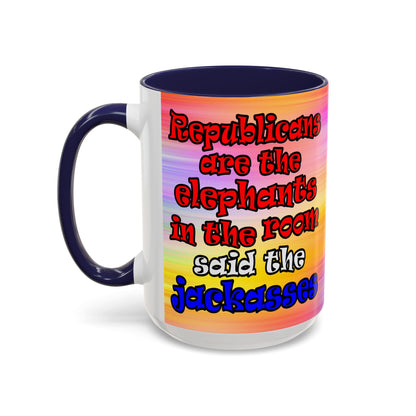 donkeys and elephants - Accent Mug (color blur)