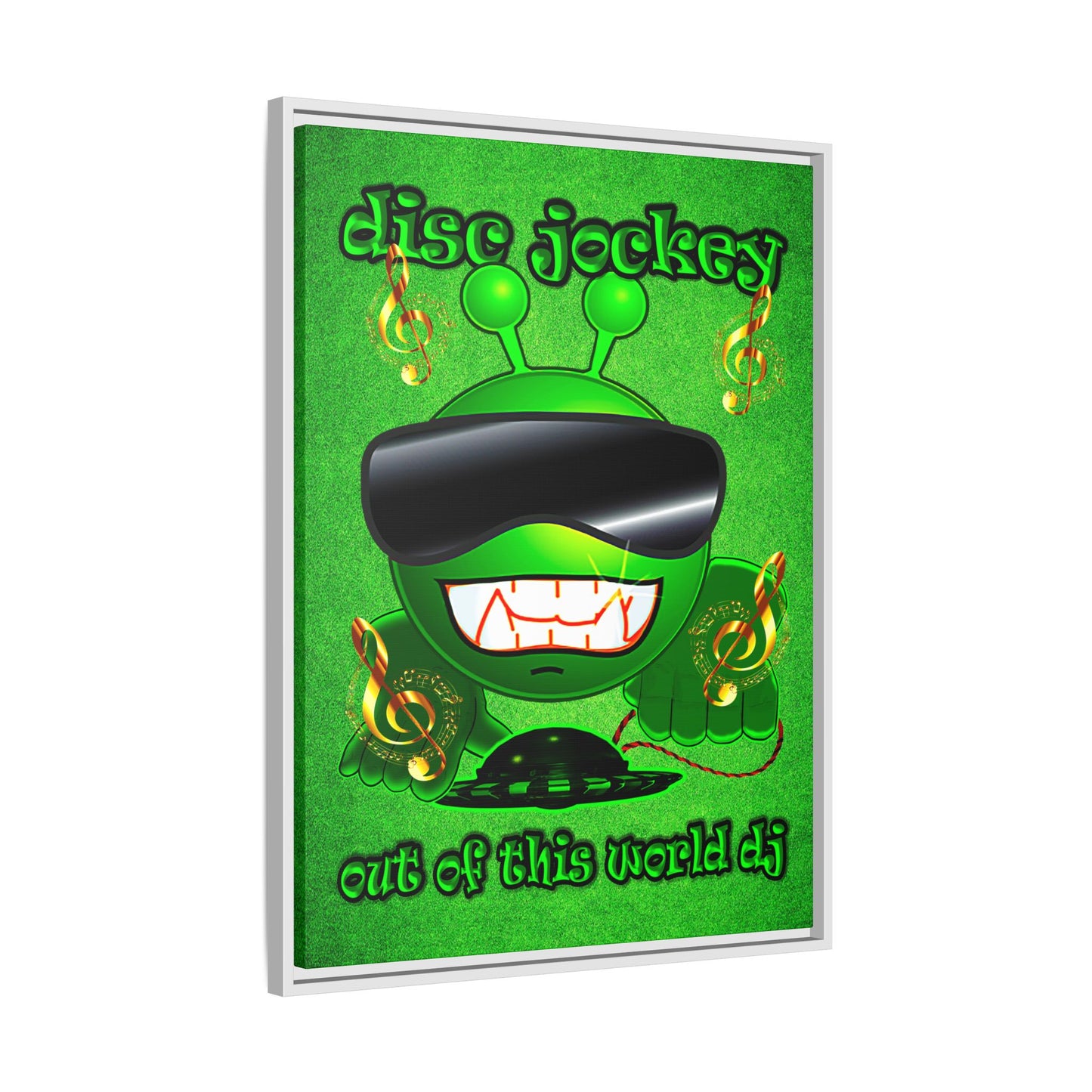 disc jockey - framed canvas art (green turf)