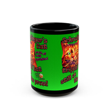 schrodinger's cat - Black Mug (logo green)