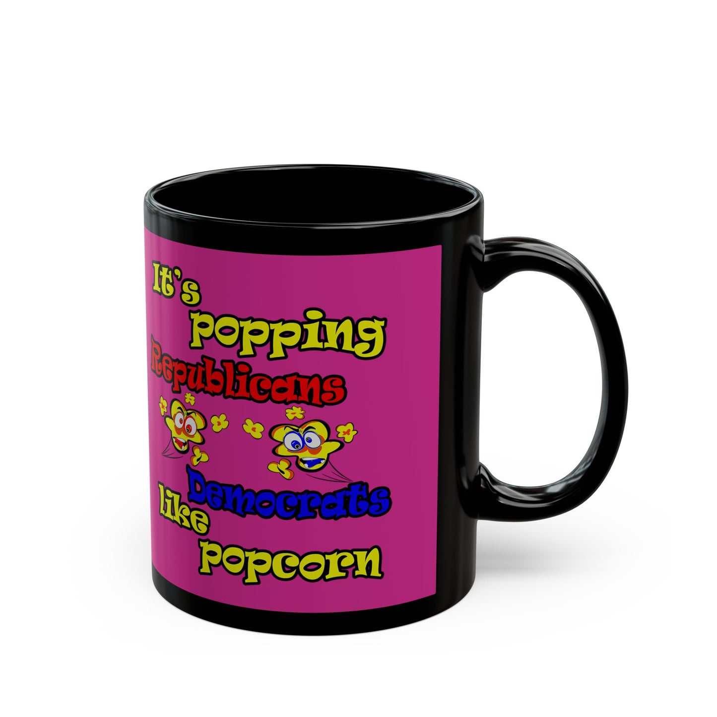popping like popcorn - Black Mug (pink)