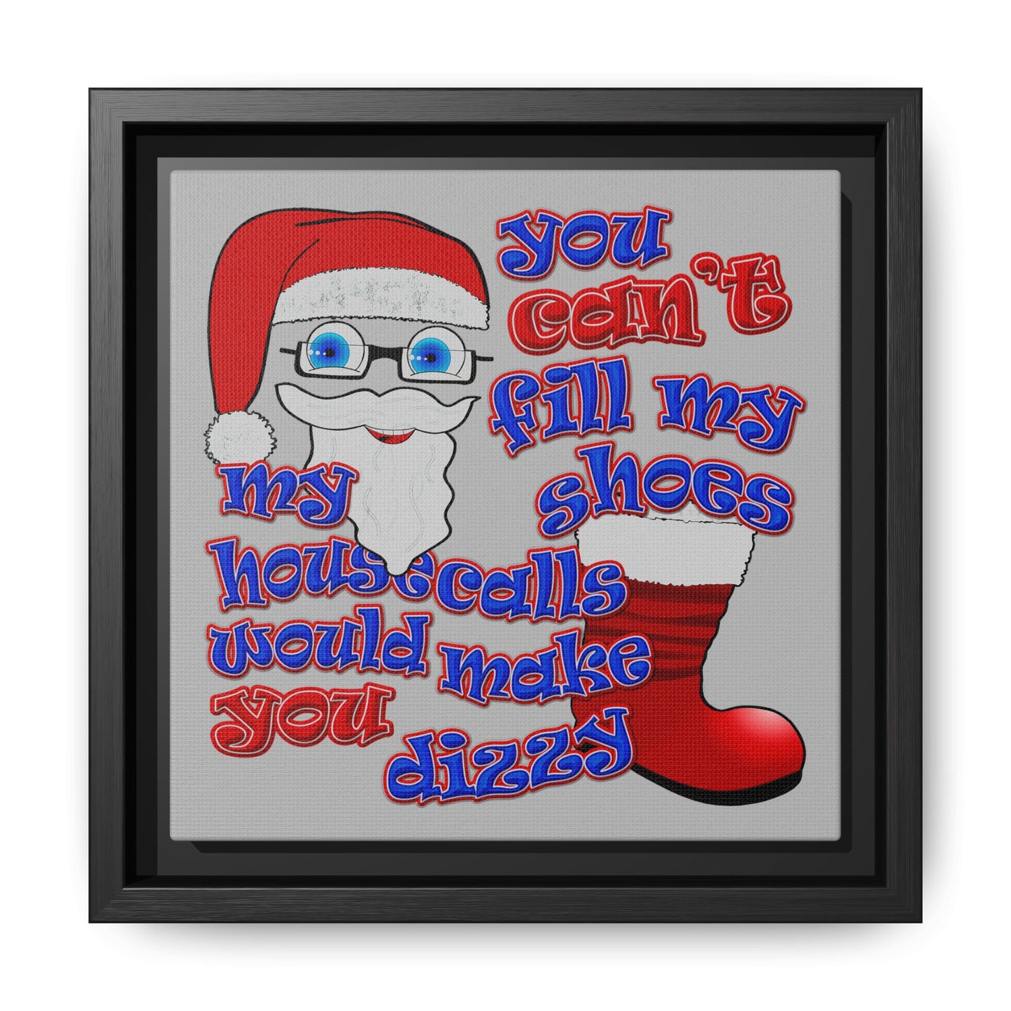santa's shoes - framed canvas art (light grey)