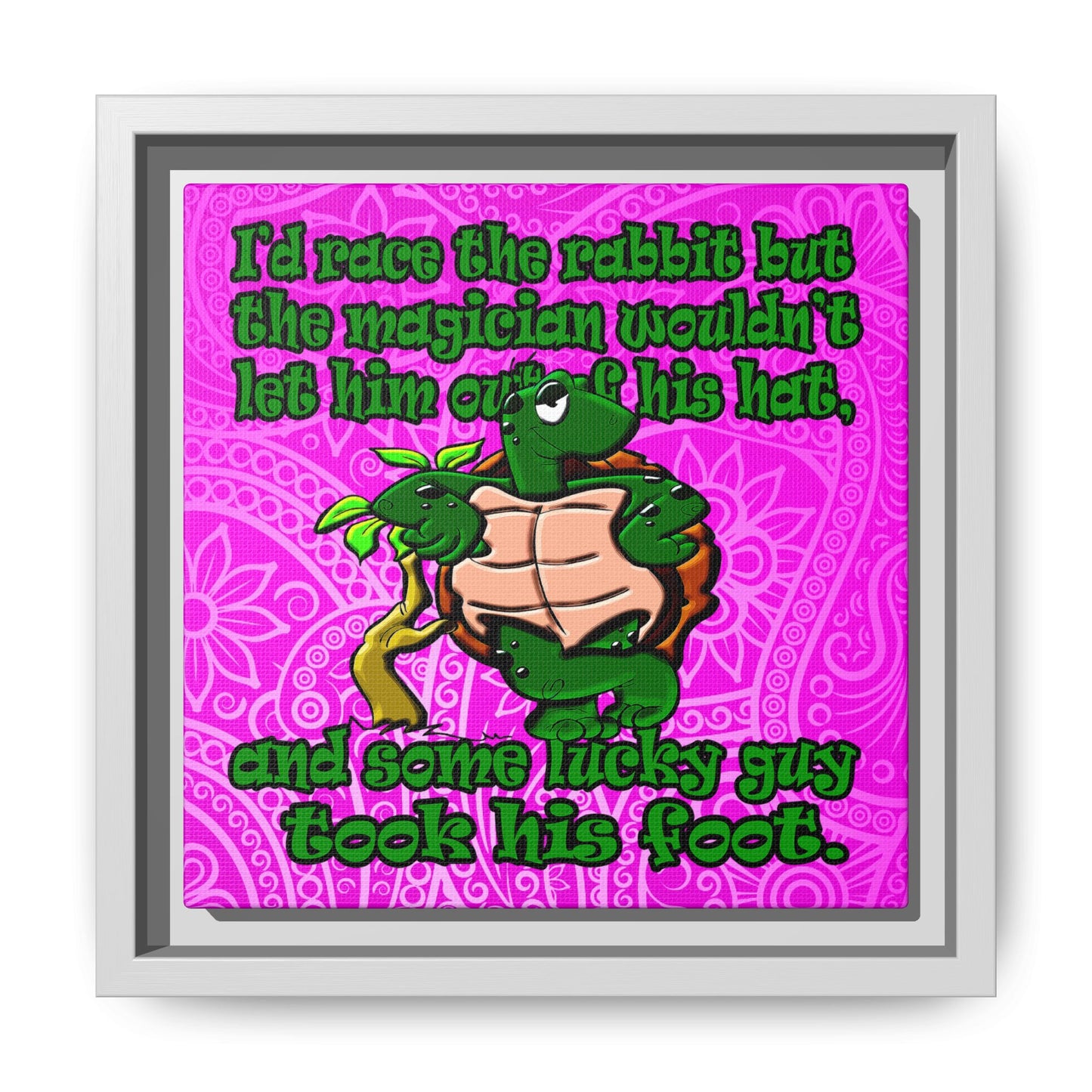 turtle race - framed canvas art (pink swirl)