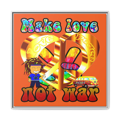 love peace - framed canvas art (orange)