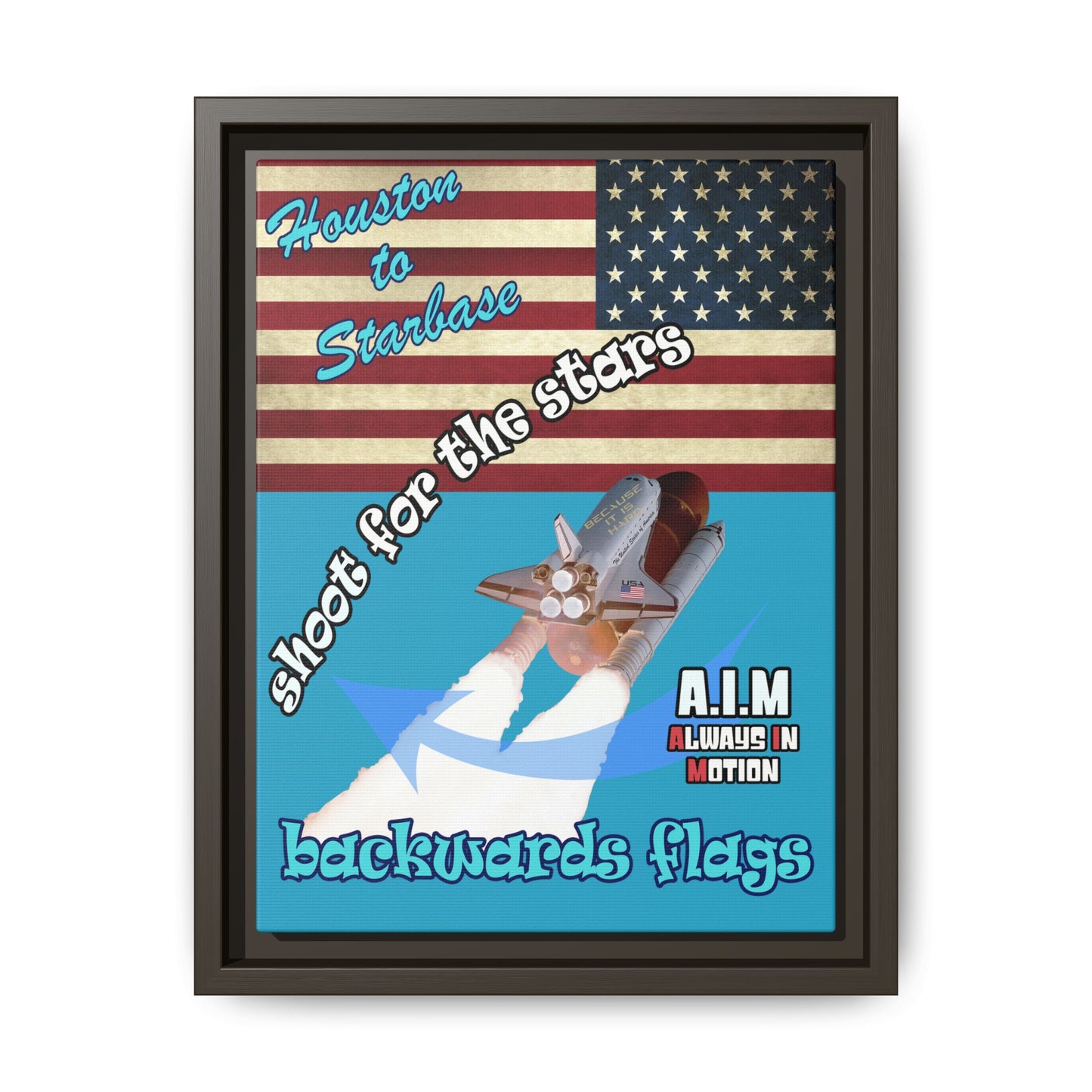 shoot for the stars - framed canvas art (turquoise)