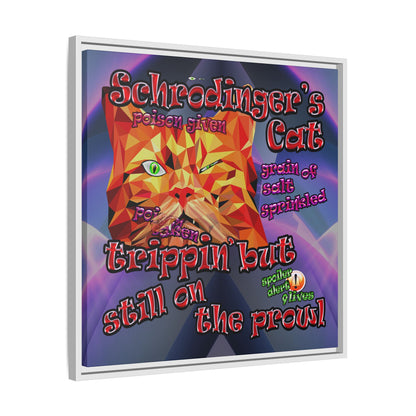 schrodinger's cat - framed canvas art (grey-pink wave)