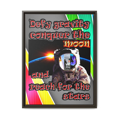 defy conquer reach - framed canvas art (rainbow split)
