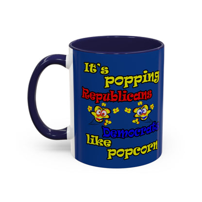 popping like popcorn - Accent Mug (dark blue)