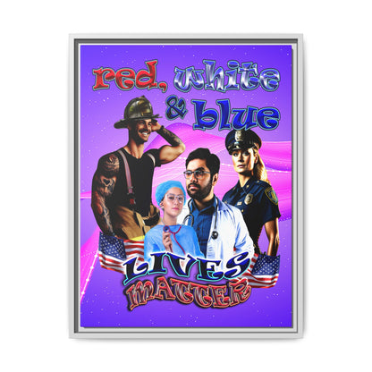 rw&b lives matter - framed canvas art (purple-pink wave)