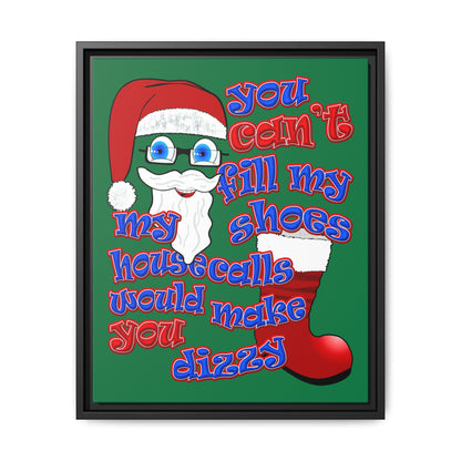 santa's shoes - framed canvas art (dark green)