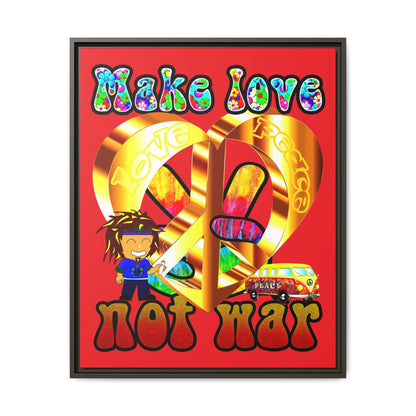 love peace - framed canvas art (red)