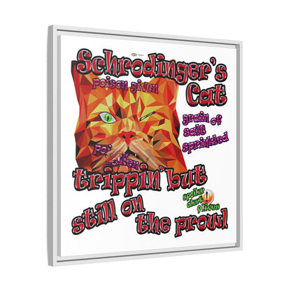 schrodinger's cat - framed canvas art (white)