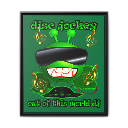 disc jockey - framed canvas art (dark green)
