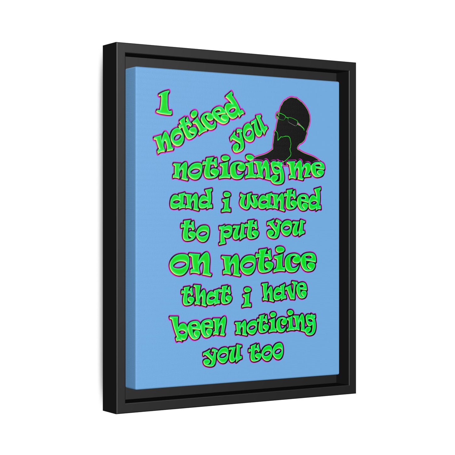 noticed you noticing - framed canvas art (light blue)