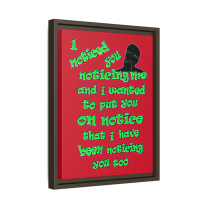 noticed you noticing - framed canvas art (dark red)