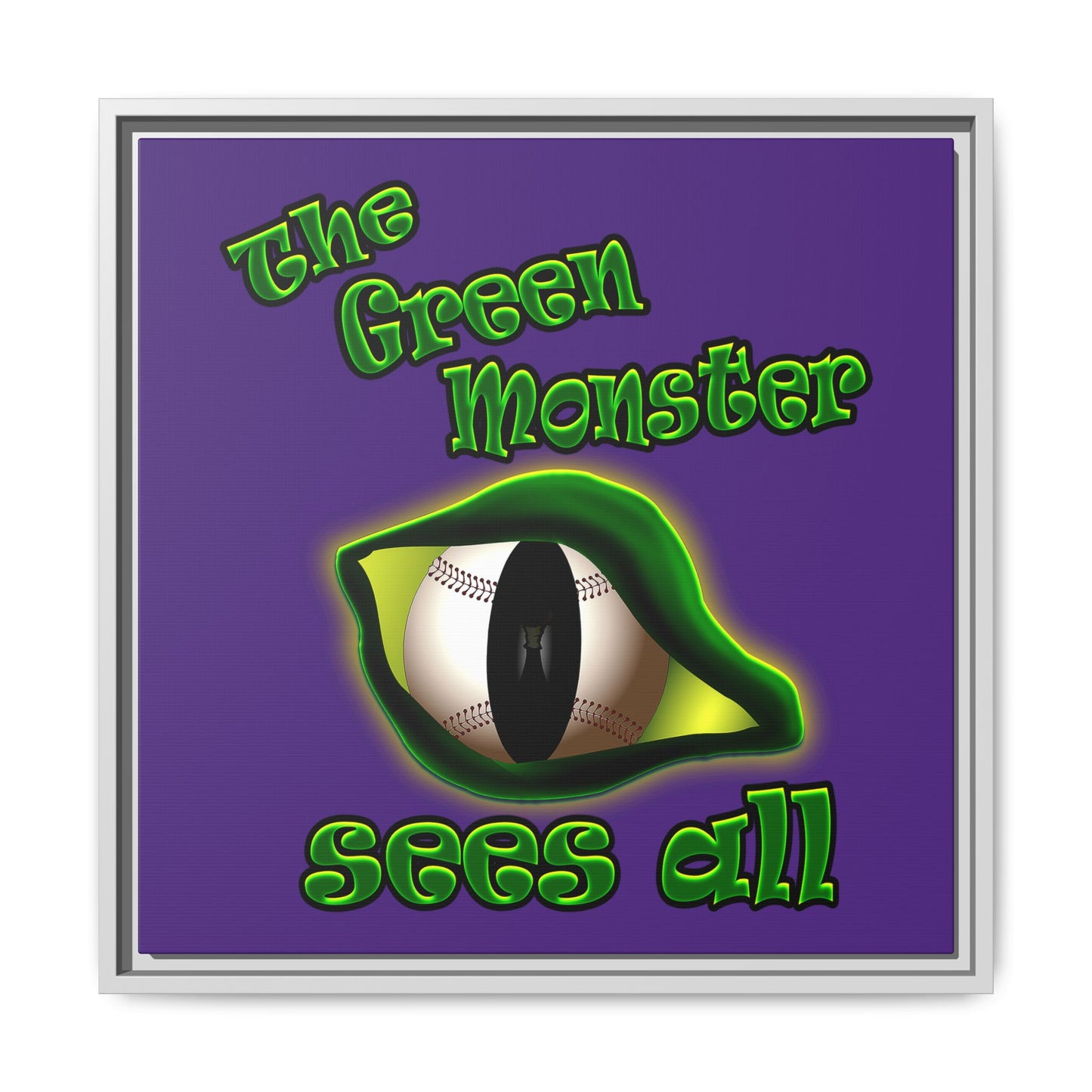 green monster - framed canvas art (purple)