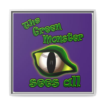 green monster - framed canvas art (purple)