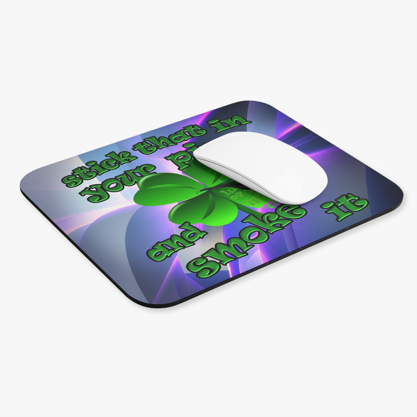 stick that in your pipe and smoke it - Mouse Pad (Rectangle) (grey-pink wave)