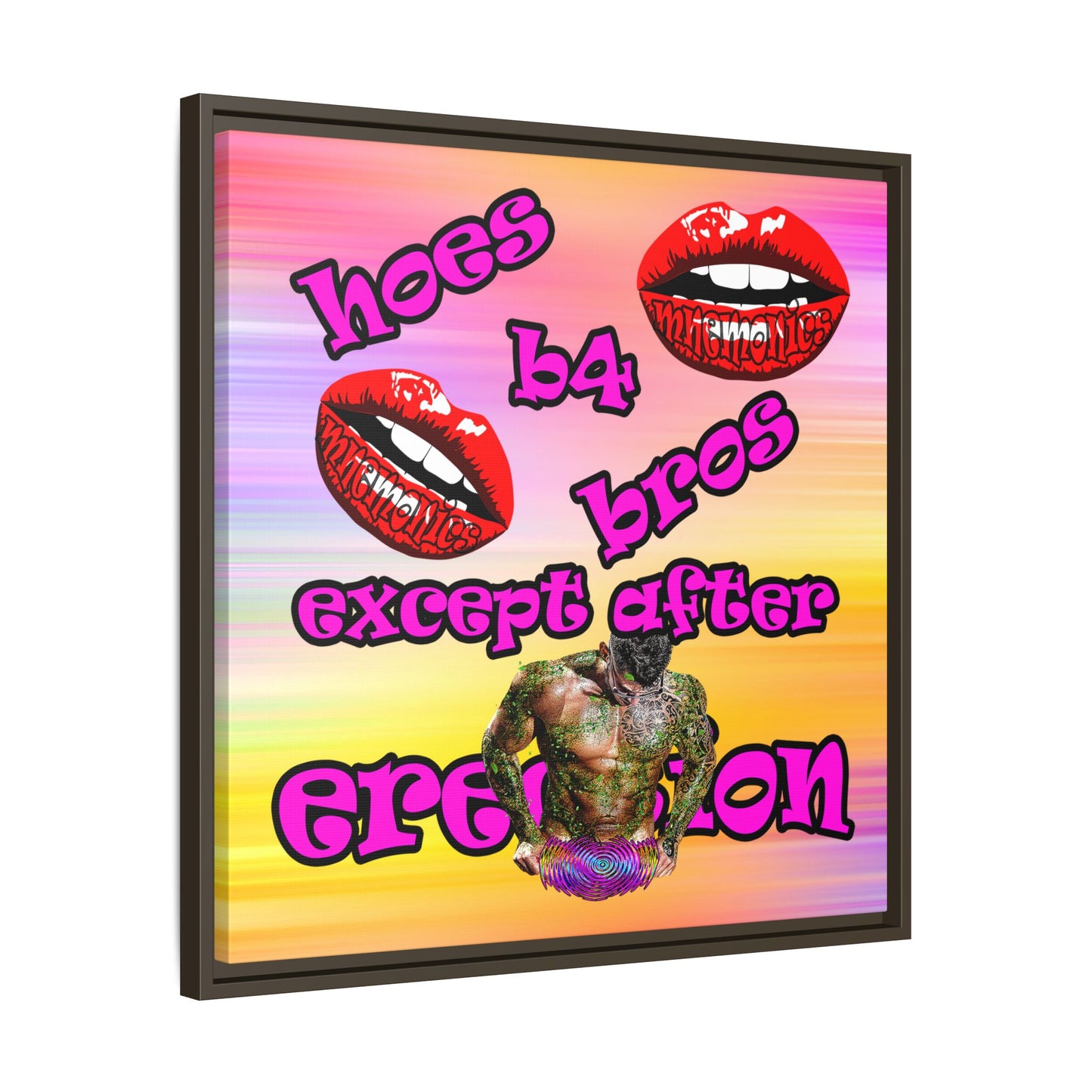 hoes b4 bros - framed canvas art (color blur)