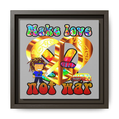 love peace - framed canvas art (light grey)