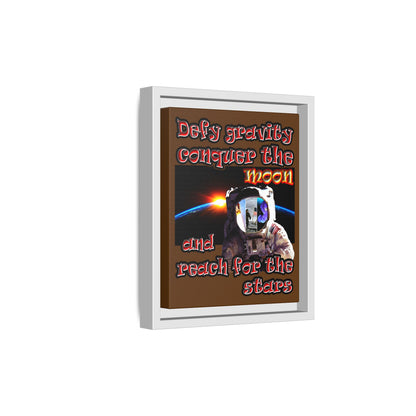 defy conquer reach - framed canvas art (brown)