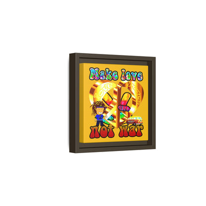 love peace - framed canvas art (yellow)