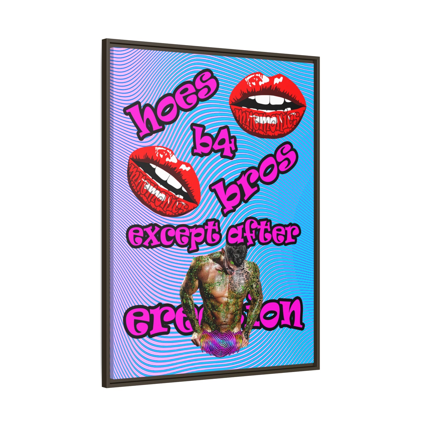 hoes b4 bros - framed canvas art (light blue-purple wave)