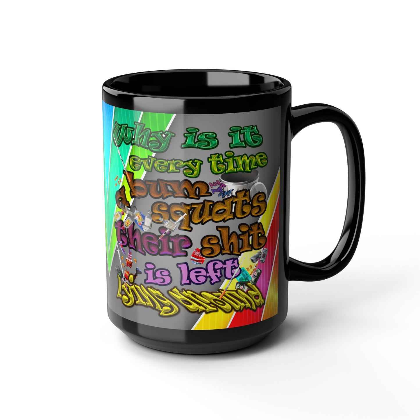 the bum's shit - Black Mug (rainbow split)