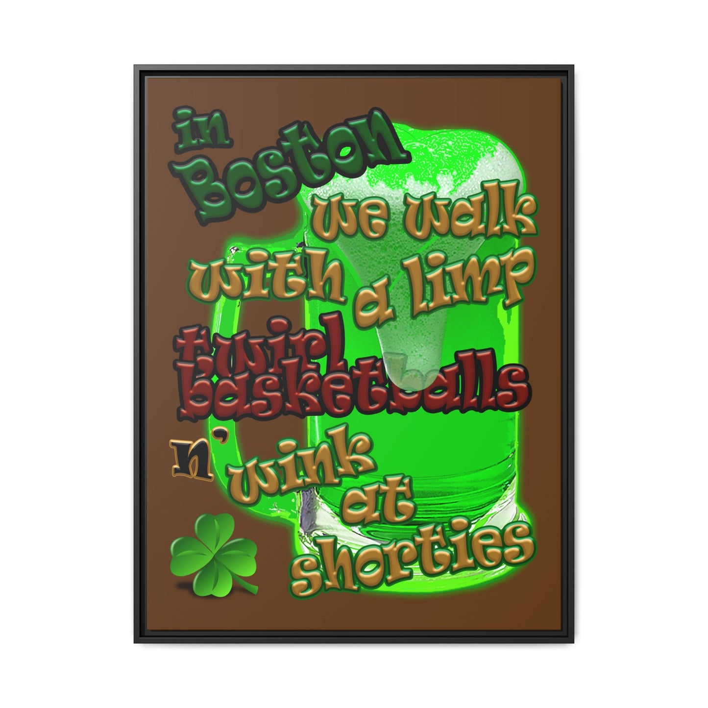 celtics logo - framed canvas art (brown)