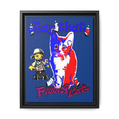 tag that - framed canvas art (dark blue)