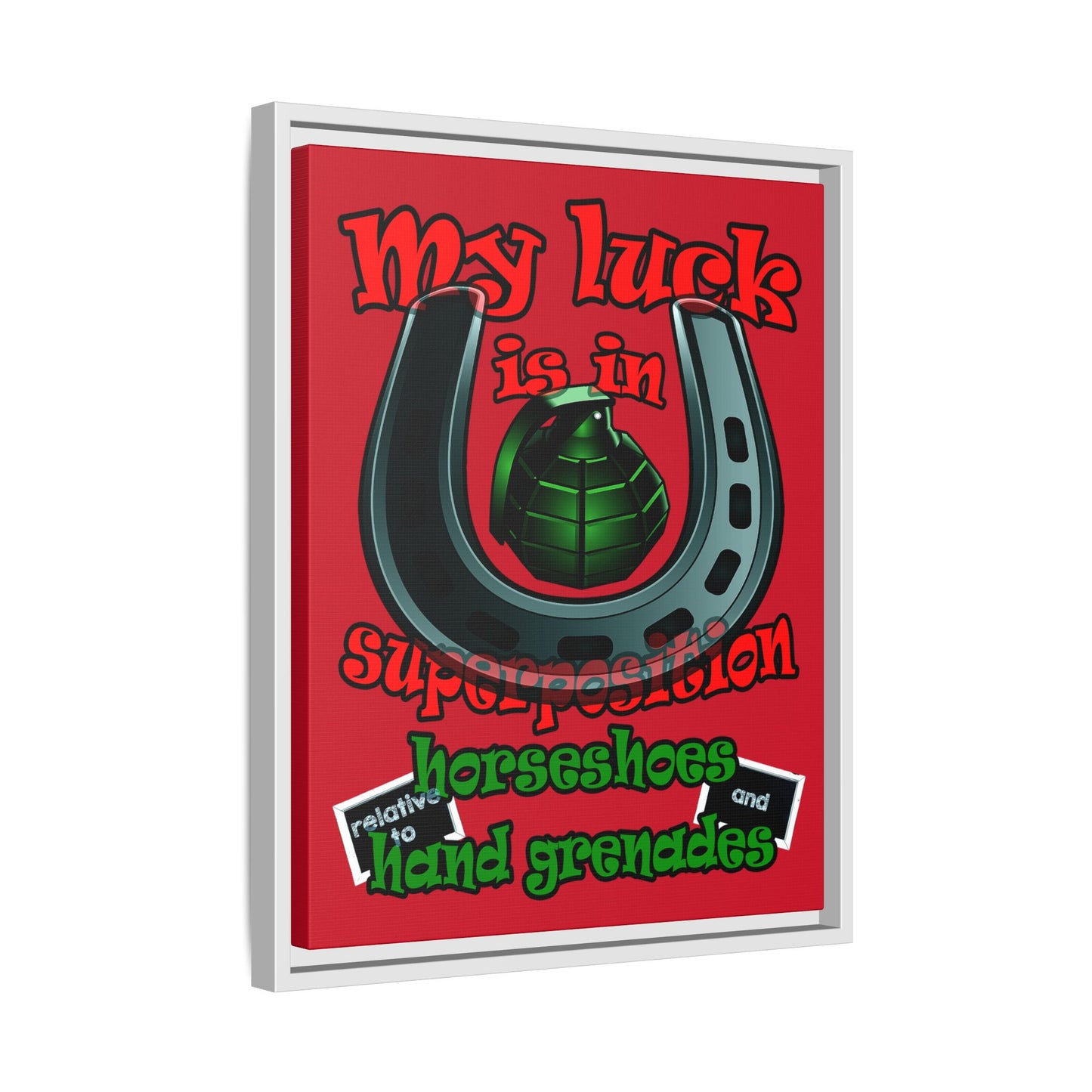 my luck - framed canvas art (dark red)