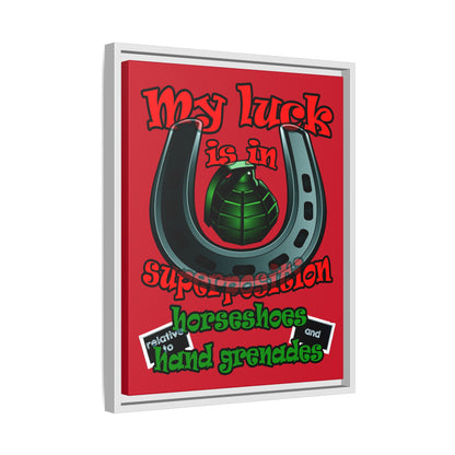 my luck - framed canvas art (dark red)