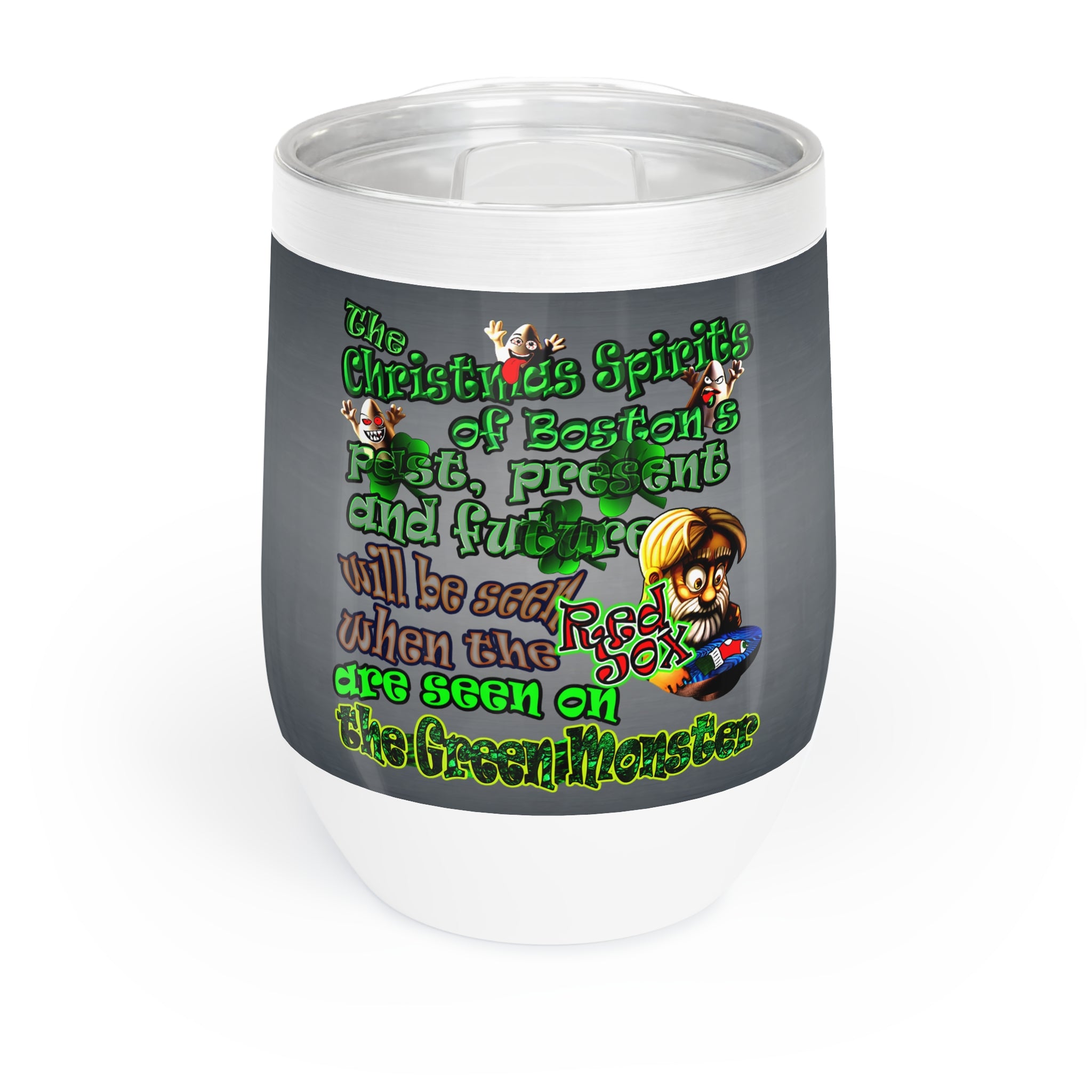 christmas spirits of boston - Chill Wine Tumbler (grey-light grey)