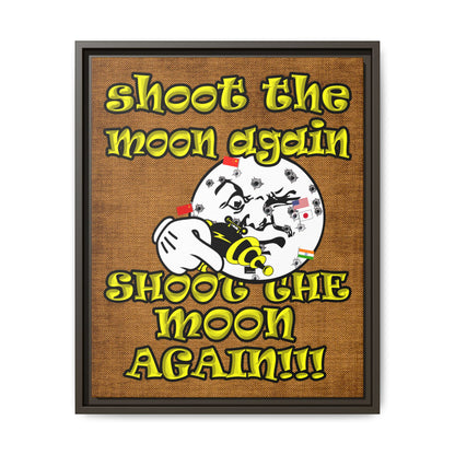 shoot the moon again - framed canvas art (brown papyrus)